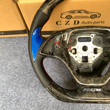 Load image into Gallery viewer, CZD autoparts for Chevrolet Corvette C7 2014-2019 carbon fiber steering wheel with gloss blue thumb grips