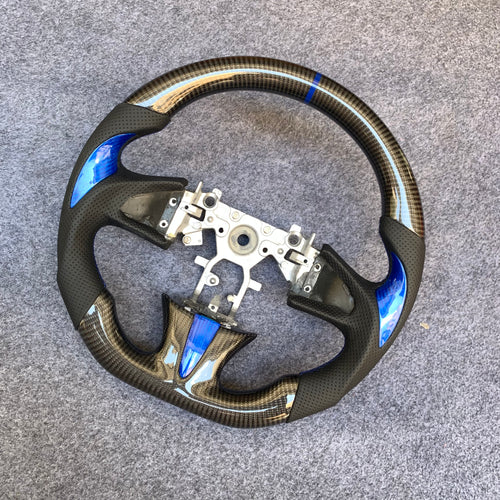 czd auto parts carbon fiber steering wheel for Infiniti QX50 2015-2017 with blue carbon fiber thumbgrips