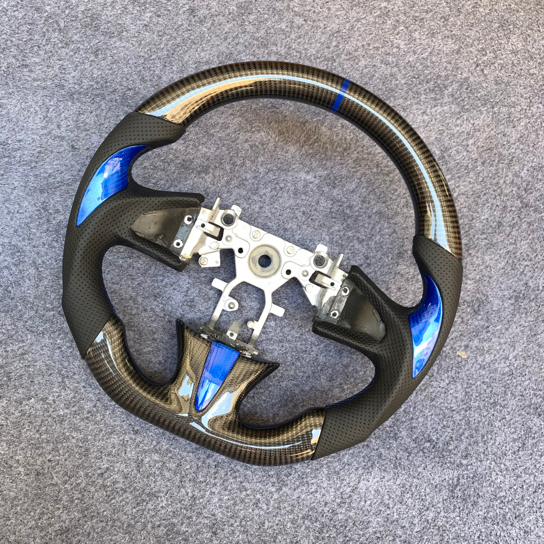 czd auto parts carbon fiber steering wheel for Infiniti QX50 2015-2017 with blue carbon fiber thumbgrips