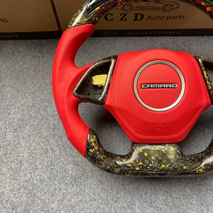 CZD auto parts carbon fiber steering wheel for Chevrolet 6th gen Camaro 2016-2020 with led shift light