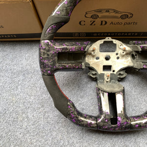 CZD Autoparts For Ford Mustang 2009-2014 carbon fiber steering wheel gloss forged carbon fiber with purple flakes top&bottom
