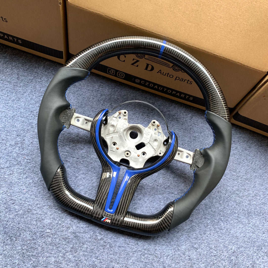 CZD Autoparts For BMW X5 M F85 X6 M F86 carbon fiber steering wheel inner trim in gloss blue