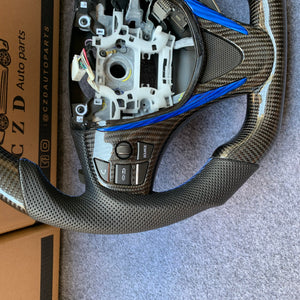 czd auto parts carbon fiber steering wheel for Acura TLX 2015-2021 with blue stripe and trim