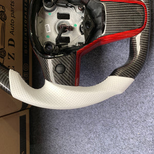 Tesla Model 3 2017/2018/2019/2020 carbon fiber steering wheel from CZD with red trim