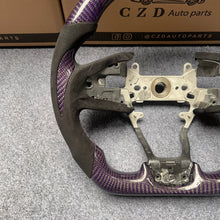 Load image into Gallery viewer, czd auto parts for Honda 10th gen Civic SI 2016-2021 carbon fiber steering wheel with gloss purple carbon fiber &amp; alcantara leather side