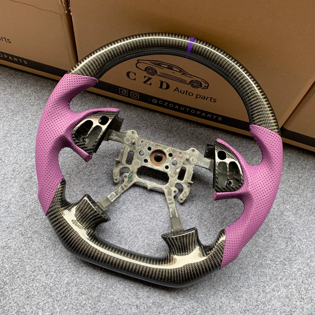 czd auto parts carbon fiber steering wheel for Acura TL 2004-2006 with purple stitching