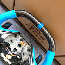 Load image into Gallery viewer, CZD autoparts for Chevrolet Corvette C8 2020+ carbon fiber steering wheel with blue smooth leather side