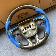 Load image into Gallery viewer, CZD auto parts for Dodge Charger 2015-2021 carbon fiber steering wheel with blue perforated leather side