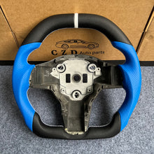 Load image into Gallery viewer, czd auto parts carbon fiber steering wheel for Tesla Model 3 with white stripe