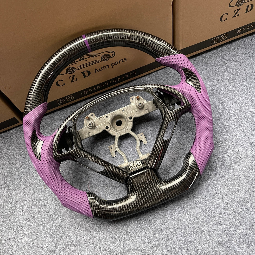 czd auto parts carbon fiber steering wheel for Infiniti EX35 EX37 2008-2017 with purple perforated leather