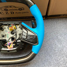 Load image into Gallery viewer, CZD autoparts for Chevrolet Corvette C8 2020+ carbon fiber steering wheel with blue smooth leather side