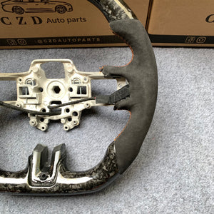 2018-2023 Ford Mustang carbon fiber steering wheel from czd with yellow stripe line