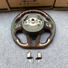 Load image into Gallery viewer, CZD auto parts For Dodge (SRT) Challenger 2015-2021 carbon fiber steering wheel with red wire carbon fiber paddle shifters