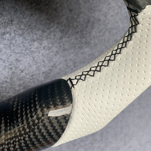Tesla Model 3 2017/2018/2019/2020 carbon fiber steering wheel from CZD with white leather