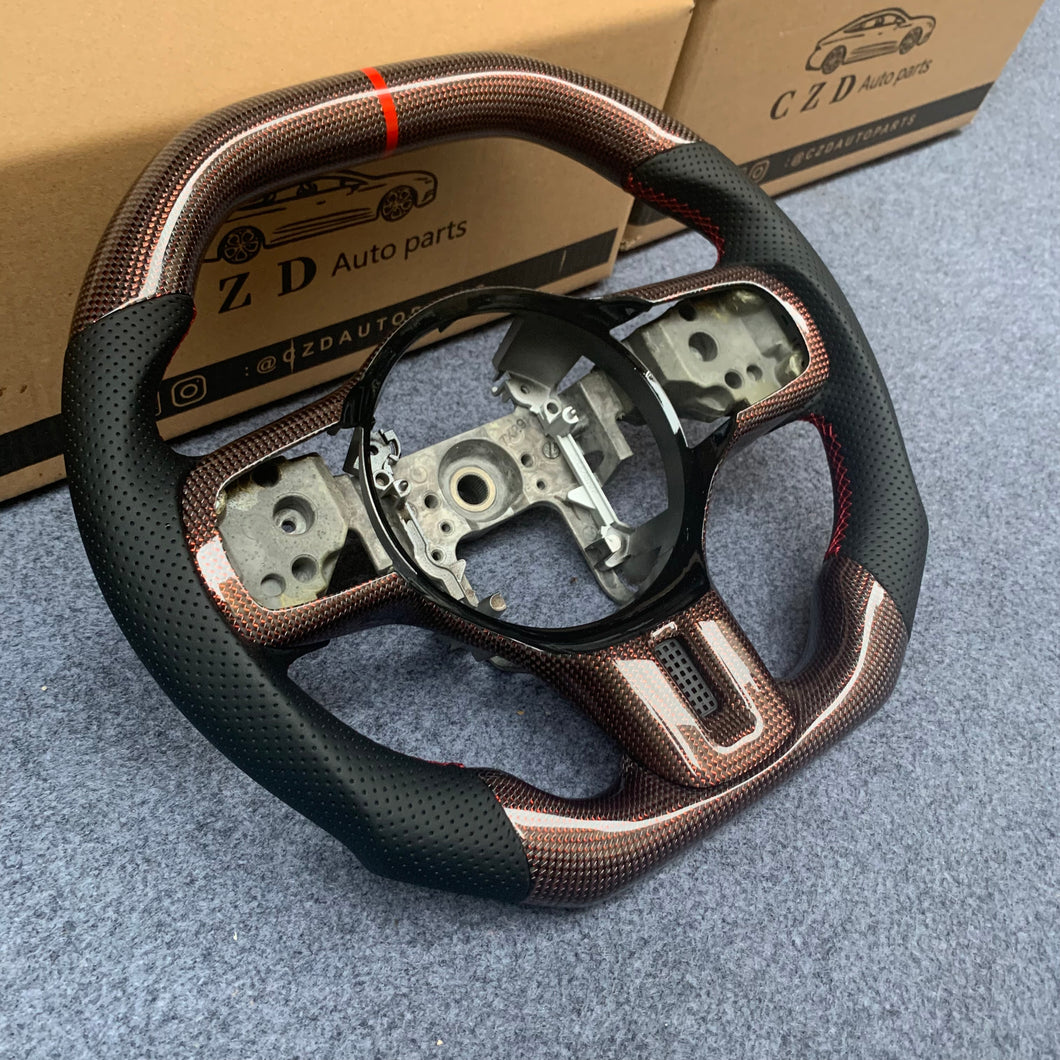 CZD auto parts carbon fiber steering wheel for Mitsubishi Lancer Evolution Evo 10 with red stripe