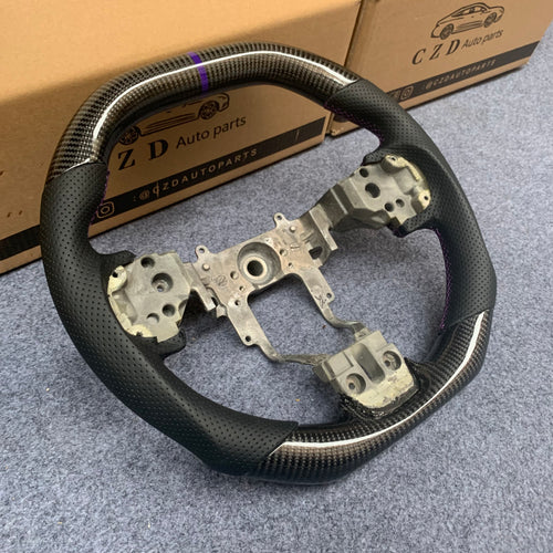 CZD auto parts carbon fiber steering wheel for Mitsubishi Lancer Evolution Evo 10 with purple stitching