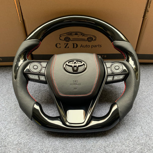 CZD Autoparts For Toyota 8th gen Camry se xse le xle 2018-2022 piano black steering wheel with piano black top&bottom