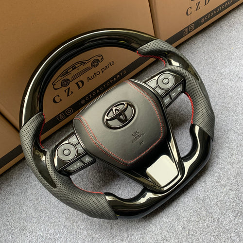 CZD autoparts forToyota 8th gen Camry se xse le xle 2018-2022 carbon fiber steering wheel  with piano black