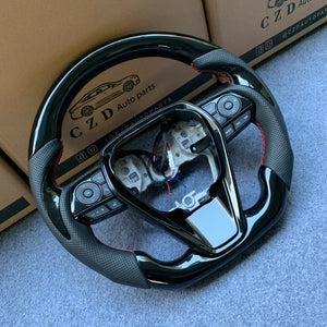 czd auto parts carbon fiber steering wheel for Toyota Avalon 2018-2022 with red stitching