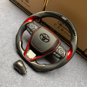 czd auto parts carbon fiber steering wheel for Toyota Avalon 2018-2022 with gloss red ring