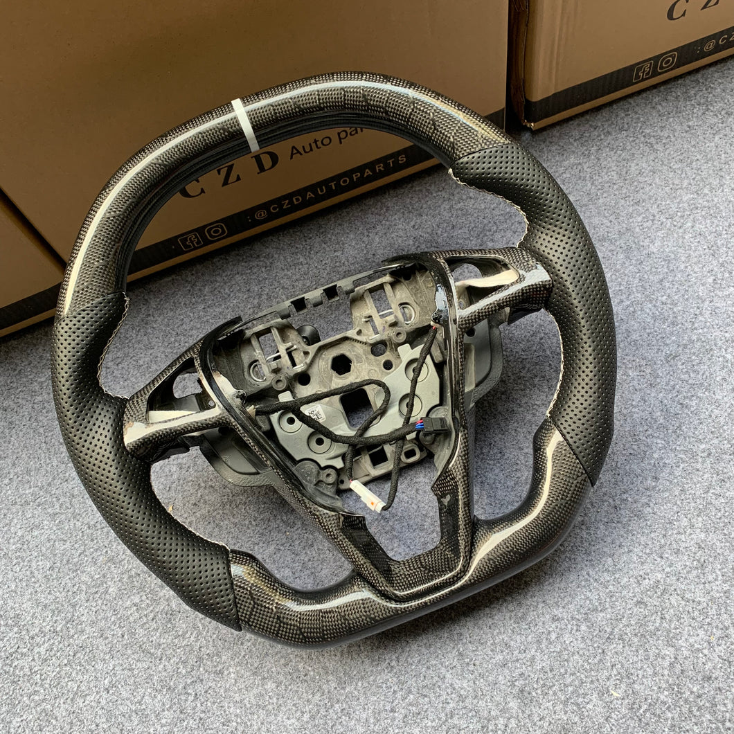 CZD Autoparts for Ford  Edge SE ST AWD/ Fusion/ Mondeo MK5/ Galaxy/ S-Max 2013-2020 carbon fiber steering wheel with white stitching