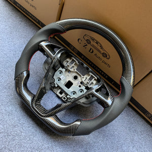 czd auto parts carbon fiber steering wheel for Ford S-Max 2015-2020 with red stitching