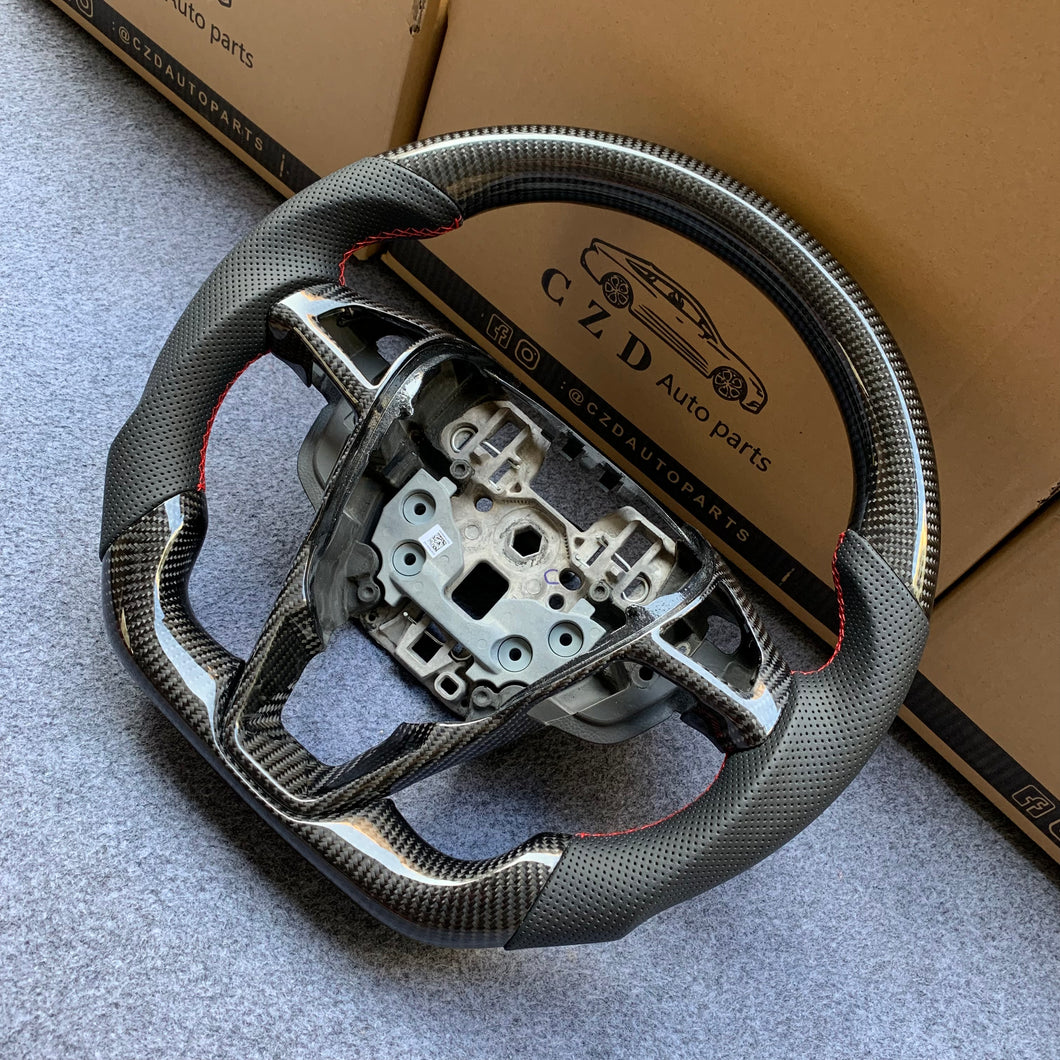 czd auto parts carbon fiber steering wheel for Ford S-Max 2015-2020 with gloss black carbon fiber
