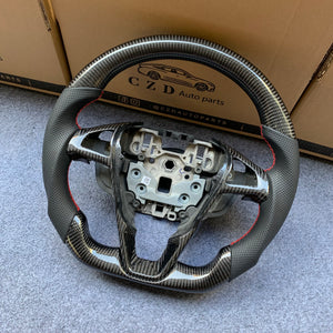 CZD Autoparts for Ford  Edge SE ST AWD/ Fusion/ Mondeo MK5/ Galaxy/ S-Max 2013-2020 carbon fiber steering wheel with round top and flat bottom shape