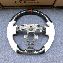 Load image into Gallery viewer, CZD autoparts for Nissan 7th gen Maxima 2009-2014 carbon fiber steering wheel with white perforated leather side
