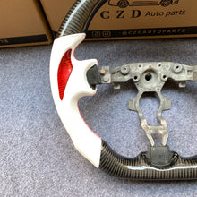 Load image into Gallery viewer, CZD autoparts for Nissan 7th gen Maxima 2009-2014 carbon fiber steering wheel with white perforated leather side