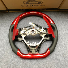 Load image into Gallery viewer, CZD For 2013/2014/2015/2016/2017 7th Toyota Gamry carbon fiber steering wheel with gloss red carbon fiber paddle shifters with black +/- signs