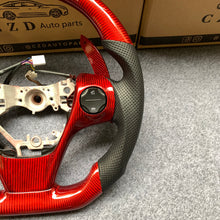 Load image into Gallery viewer, CZD For 2013/2014/2015/2016/2017 7th Toyota Gamry carbon fiber steering wheel with gloss red carbon fiber paddle shifters with black +/- signs