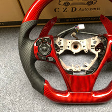 Load image into Gallery viewer, CZD For 2013/2014/2015/2016/2017 7th Toyota Gamry carbon fiber steering wheel with gloss red carbon fiber paddle shifters with black +/- signs