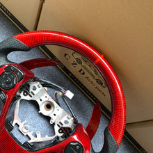 Load image into Gallery viewer, CZD For 2013/2014/2015/2016/2017 7th Toyota Gamry carbon fiber steering wheel with gloss red carbon fiber paddle shifters with black +/- signs