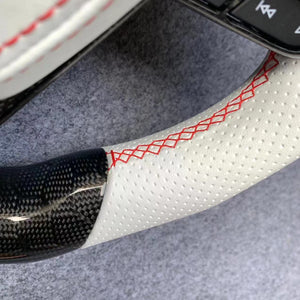 Toyota Avalon 2018-2022 carbon fiber steering wheel with white perfortaed leather  from czd auto parts