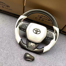 Load image into Gallery viewer, CZD Autoparts for Toyota Avalon 2019-2022 carbon fiber steering wheel white airbag cover