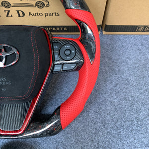 Toyota Avalon 2019-2022 carbon fiber steering wheel with forged carbon fiber with red flakes from czd auto parts