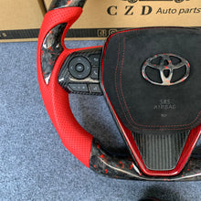 Load image into Gallery viewer, Toyota Avalon 2019-2022 carbon fiber steering wheel with forged carbon fiber with red flakes from czd auto parts