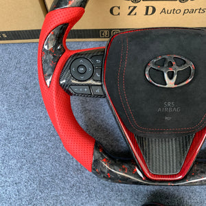 Toyota Avalon 2019-2022 carbon fiber steering wheel with forged carbon fiber with red flakes from czd auto parts