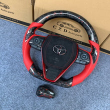 Load image into Gallery viewer, CZD Autoparts for Toyota 8th gen Camry se xse le xle 2018-2022 carbon fiber steering wheel black airbag cover