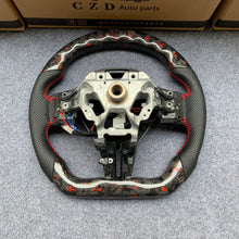 Load image into Gallery viewer, Infiniti QX50 2018-2019 carbon fiber steering wheel with forged carbon fiber red flakes from czd auto parts