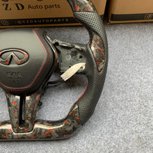 Load image into Gallery viewer, Infiniti QX50 2018-2019 carbon fiber steering wheel with forged carbon fiber red flakes from czd auto parts
