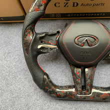 Load image into Gallery viewer, czd auto parts carbon fiber steering wheel for Infiniti Q60 2016-2018 with red flakes forged carbon fiber