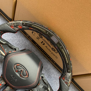 czd auto parts carbon fiber steering wheel for Infiniti Q60 2016-2018 with red flakes forged carbon fiber