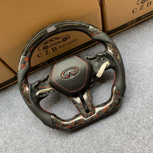 Load image into Gallery viewer, Infiniti QX50 2018-2019 carbon fiber steering wheel with forged carbon fiber red flakes from czd auto parts