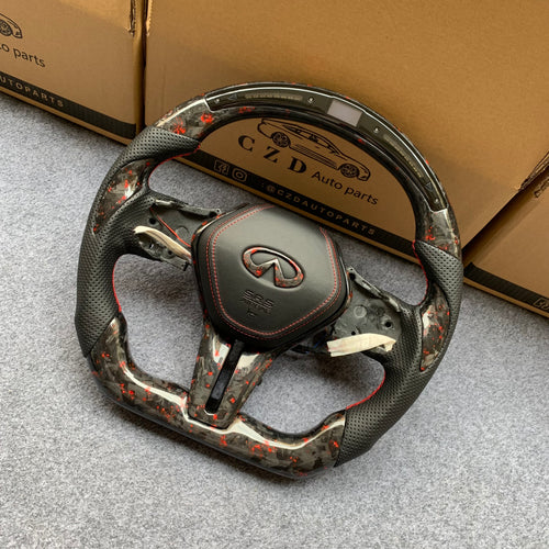 czd auto parts carbon fiber steering wheel for Infiniti Q60 2016-2018 with red flakes forged carbon fiber