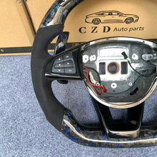 Load image into Gallery viewer, CZD auto parts for Mercedes Benz W205 AMG C43 GLA 45 C218 W213 X253 C253 W166 W222 R172 R231 carbon fiber steering wheel with blue flakes forged carbon
