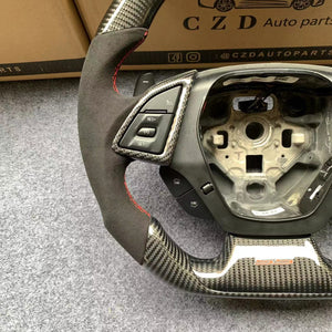 CZD auto parts carbon fiber steering wheel for Chevrolet 6th gen Camaro 2016-2020 with red stripe