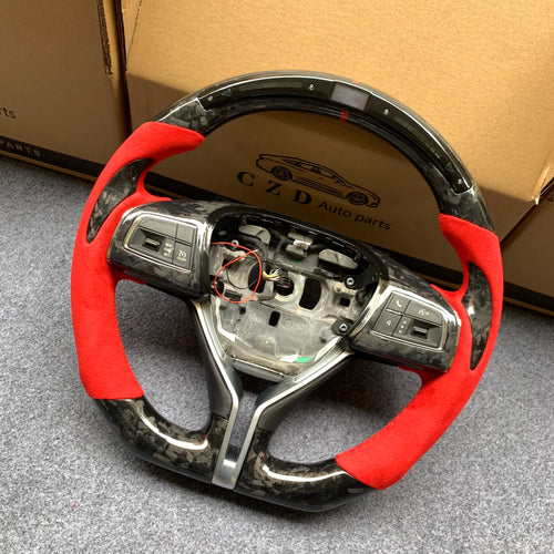 CZD Autoparts For Maserati Quattroporte GTS 2013-2019 forged carbon fiber steering wheel gloss finish with thrumbgrips