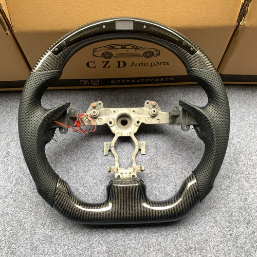 czd auto parts carbon fiber steering wheel for Infiniti G37 with led and perforated leather